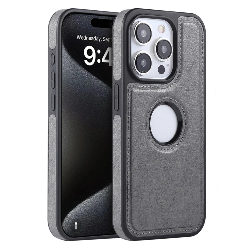 (iphone 16 Pro Max, Gris) Funda De Lujo De Piel Sintética Para Negocios Para Iphone