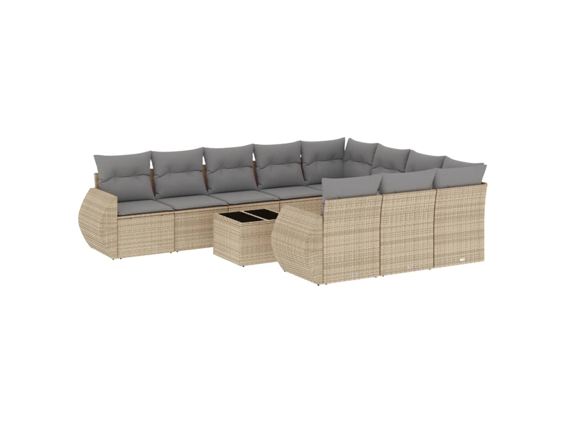 Maison Exclusive - Set De Sofás De Jardín 11pzas Con Cojines Ratán Sintético Beige