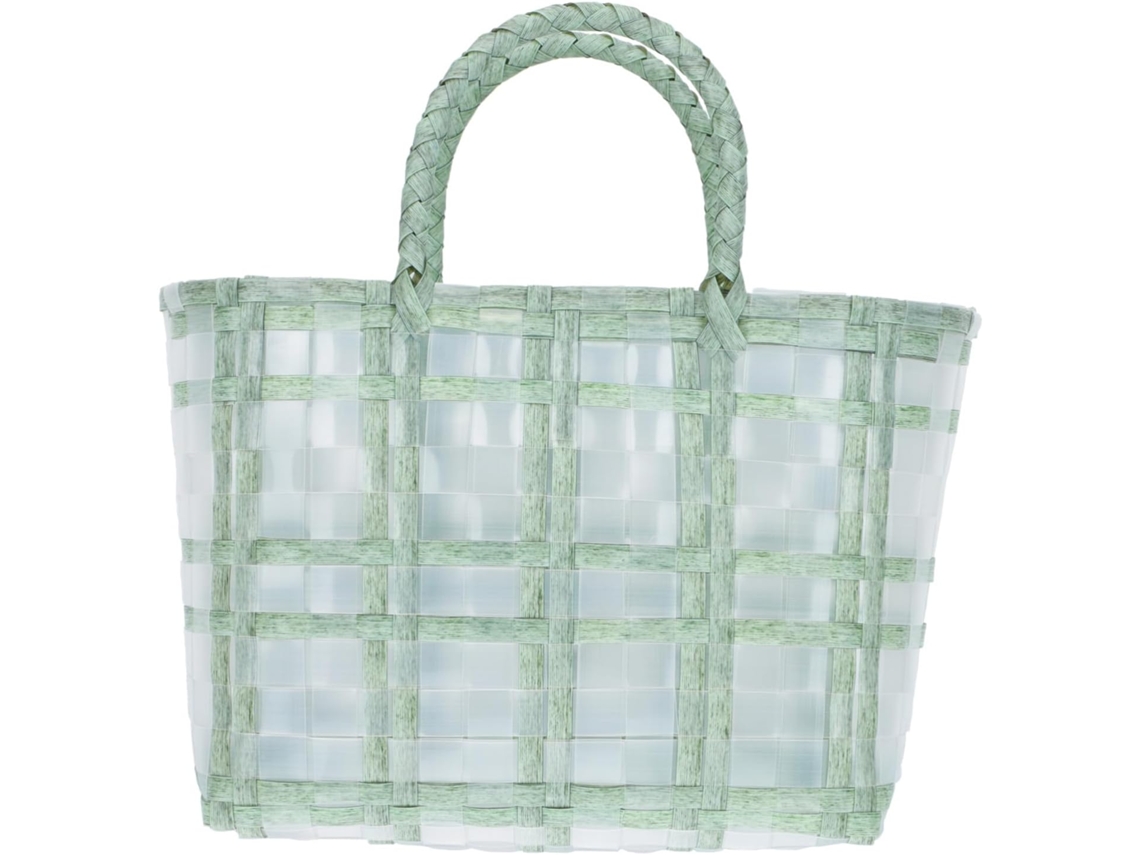 Cesto Pequeno De Plástico Verde Trançado À Mão, Transparente, Para Guardar Gelatina.