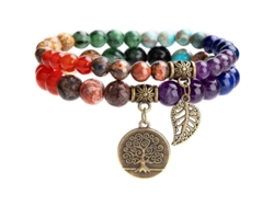 Pulsera De Chakras Para Mujer Con Piedras Naturales - Conjunto De 2 Pulseras Curativas Para Yoga Y Reiki