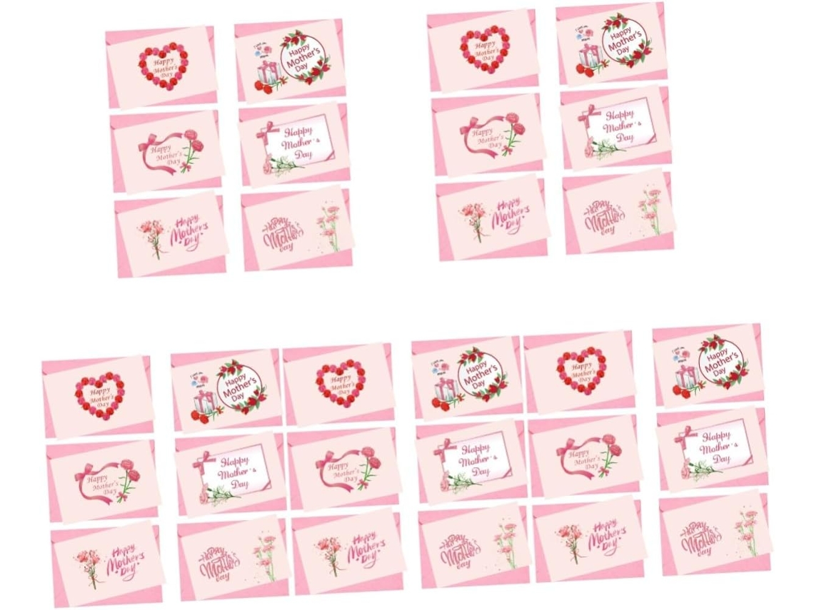 Conjuntos Lote De 6 Juegos Cartes Fête Des Meres Enveloppes Et Autocollants Fermeure Format Compact