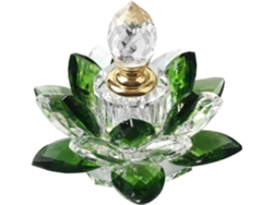Frasco De Parfum En Verre Verde Cristal Motif Lotus Contenant Vide Hermétique Décoration Intérieure