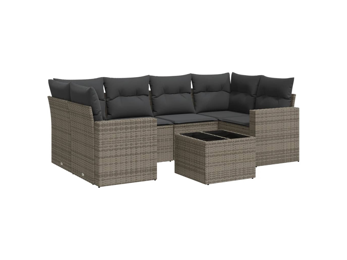 Maison Exclusive - Set De Sofás De Jardín 7 Piezas Con Cojines Ratán Pe Gris