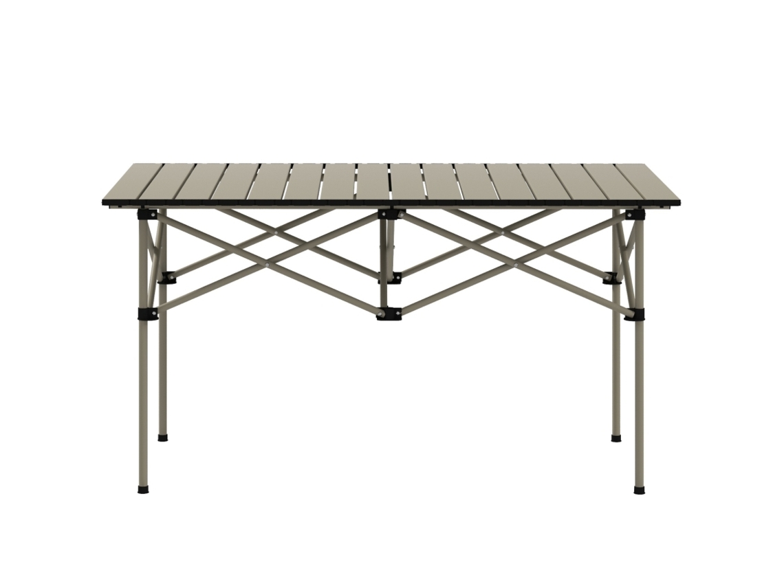 Mesa Camping,plegable,tapa Enrollar,estructura X,aluminio,ligera,2 Personas,khaki