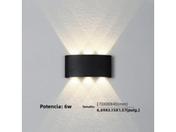(luz Natural Negra) Aplique De Pared Led De 6w, Resistente Al Agua, Apto Tanto Para Uso Interior Como Exterior.