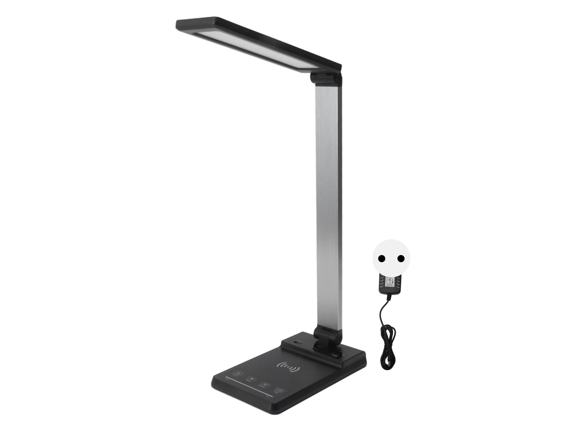 Lámpara de oficina LED 2026 con cargador inalámbrico, puerto de carga rápida PD3.0, interfaz de enchufe europeo, 100-240V