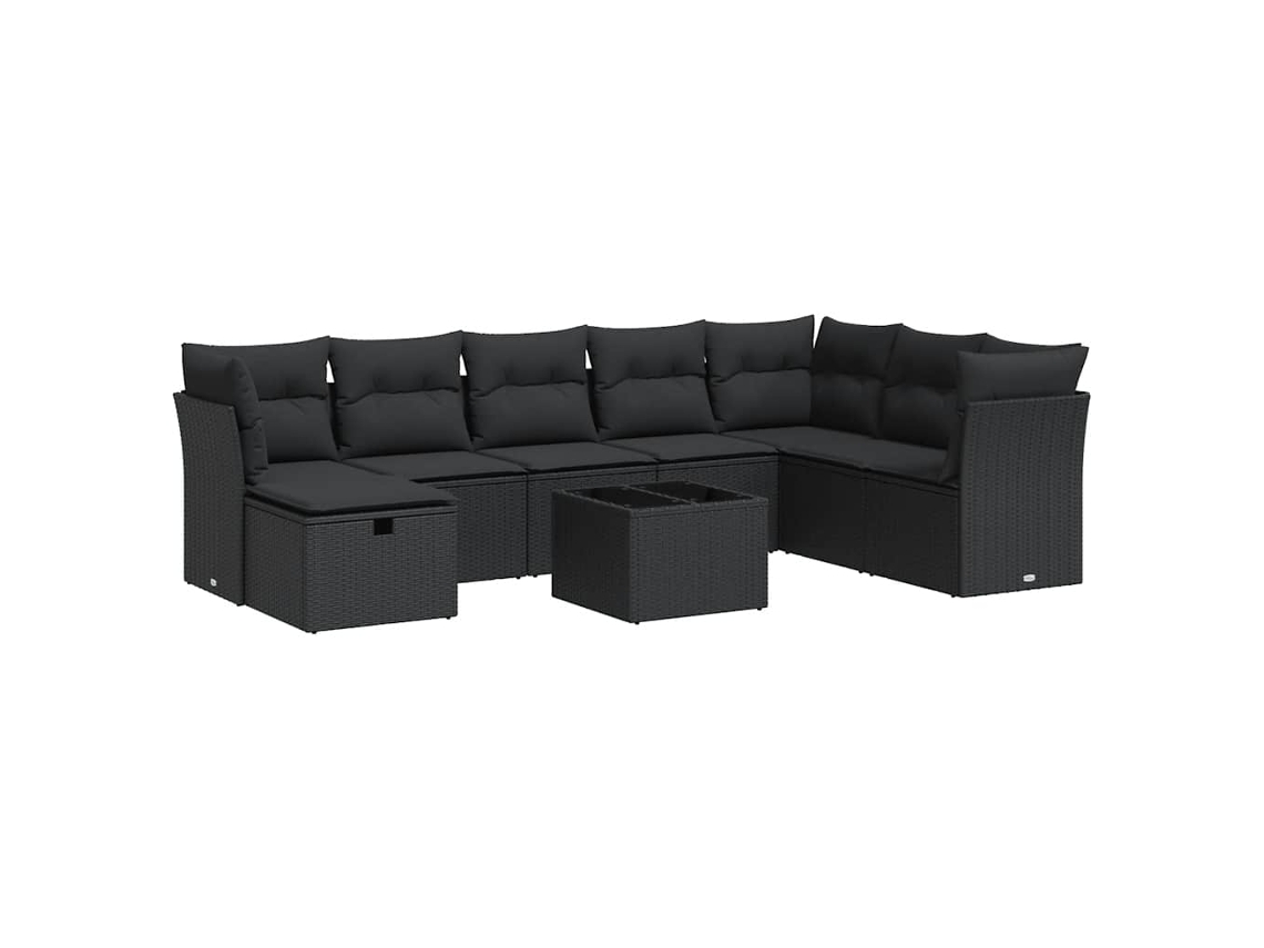 Maison Exclusive - Set De Sofás De Jardín Con Cojines 9 Pzas Ratán Sintético Negro