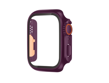 Apple Watch Series 9/8/7 45 mm Caja de reloj integrada con parte de película templada híbrida (púrpura naranja)