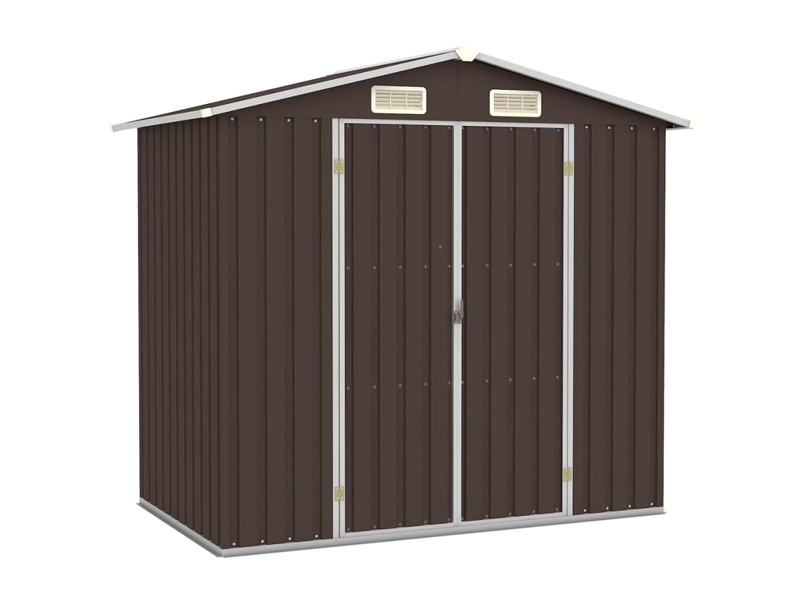 Caseta de jardín 205x129x183 cm acero galvanizado marrón LOVELY HOME