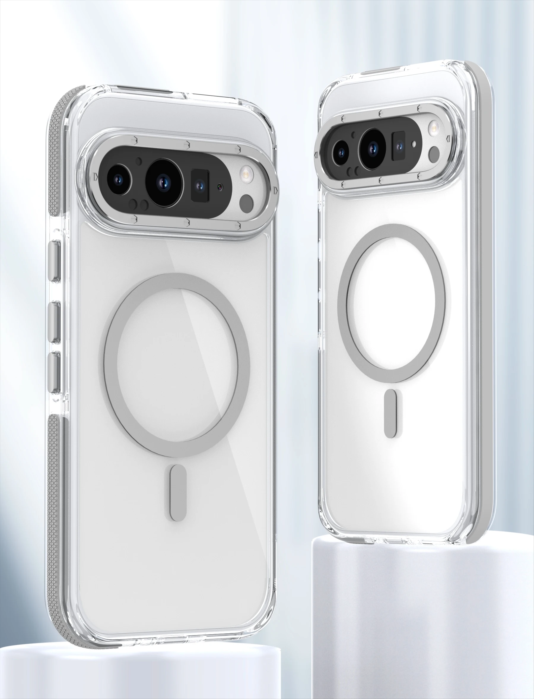 (pixel 9 5g, Gris) Funda Transparente Para Teléfono, Compatible Con Carga Inalámbrica Magnética Magsafe, Funda Protectora A Prueba De Golpes.