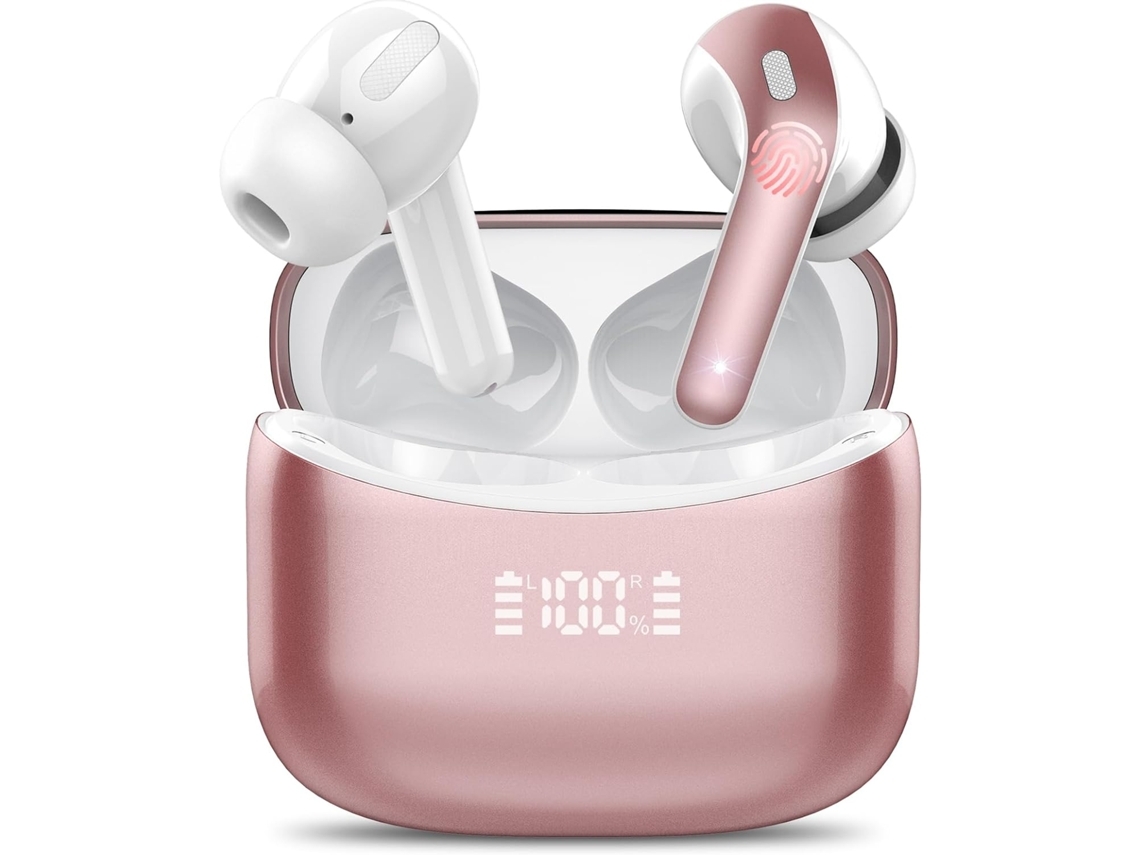Auriculares Inalámbricos Auriculares Inalámbricos Auriculares Bluetooth 5.3 con 52 Horas de Reproducción Oro Rosa YEMAESRE