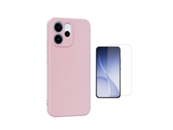 Kit Vidro Clearglass Capa Silicone Líquido Phonecare Para Oppo Reno15 F - Rosa