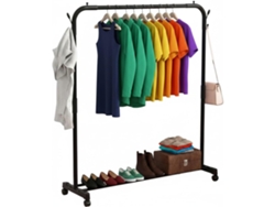 Perchero Metálico Burro De Ropa Ajustable Con 4 Ruedas Vestidor Portátil De Hierro, Organizador Para Colgar (145x100x41cm Negro)