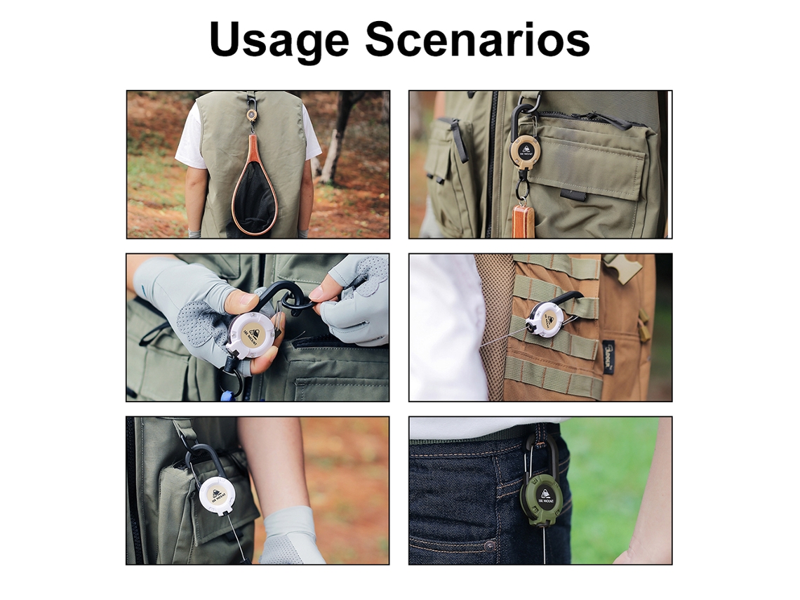 Llavero Retráctil Multifuncional De Acero Para Actividades Al Aire Libre Con Hebilla De Fácil Liberación.