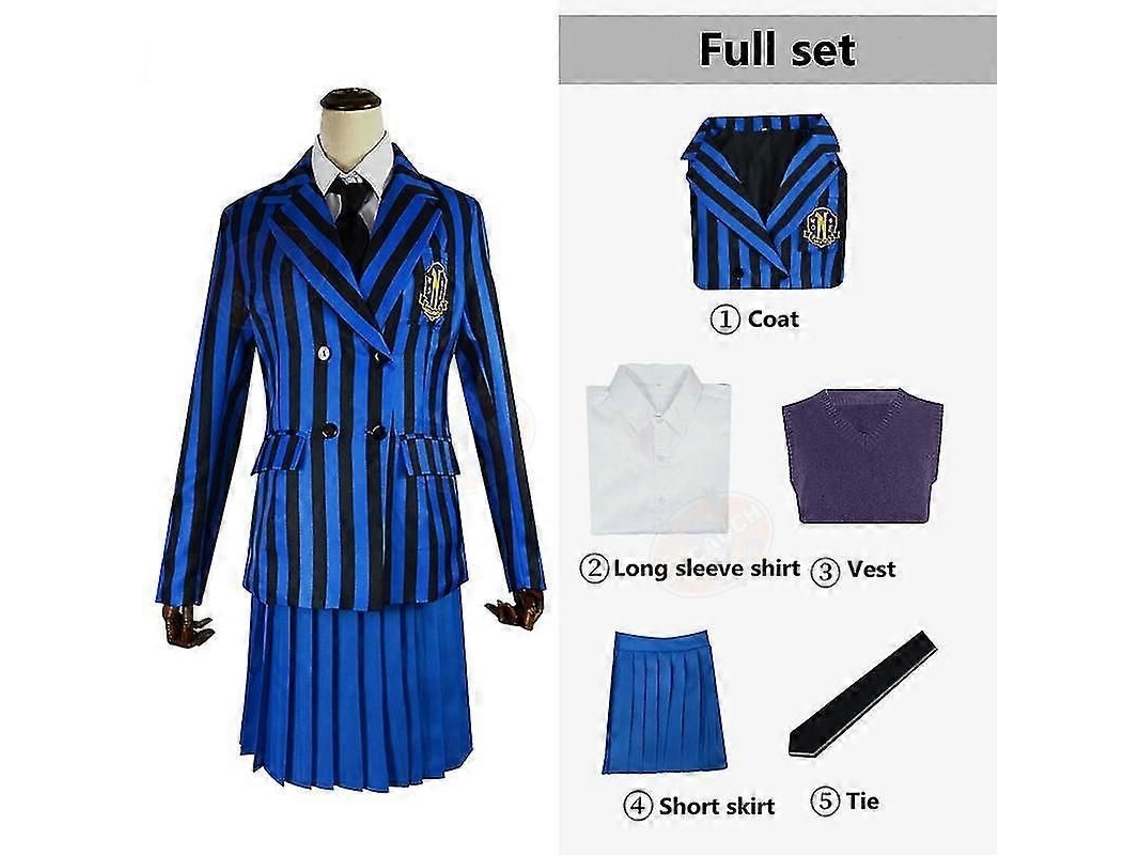 Disfraz De Wednesday Addams De La Academia Nevermore, Uniforme Escolar Unisex.