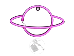 Lámpara De Neón Led Decorativa Rosa Con Forma De Planeta Para Dormitorio, Bar, Boda, Funciona Con Usb/pilas.