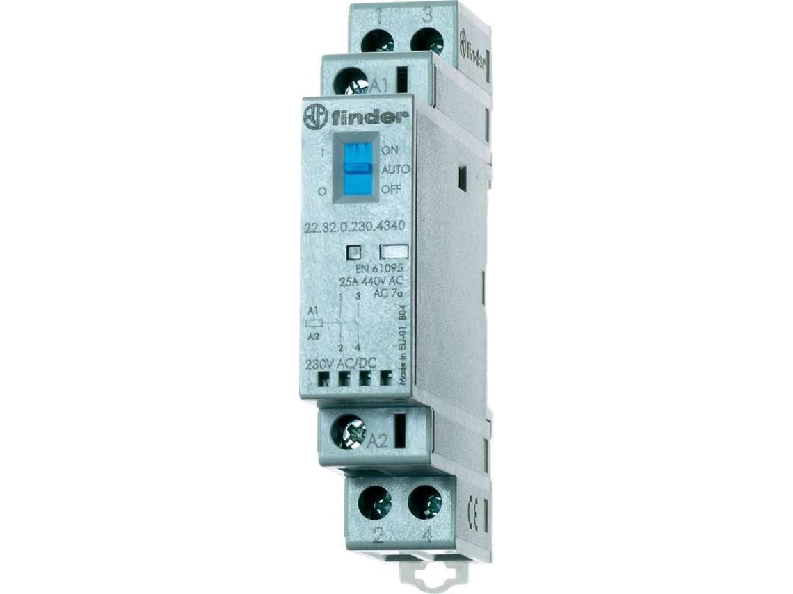 Contactor de instalación serie 22, 25 A 22.32.0.012.4540 1 NA/1 NC 25/5/1 A (22.32.0.012.45 Finder (30/110/220 V)