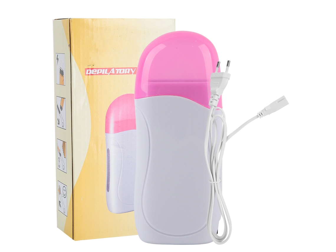 Aquecedor de cera elétrico portátil 2026 - Depilador para pernas e braços, rosa e branco.
