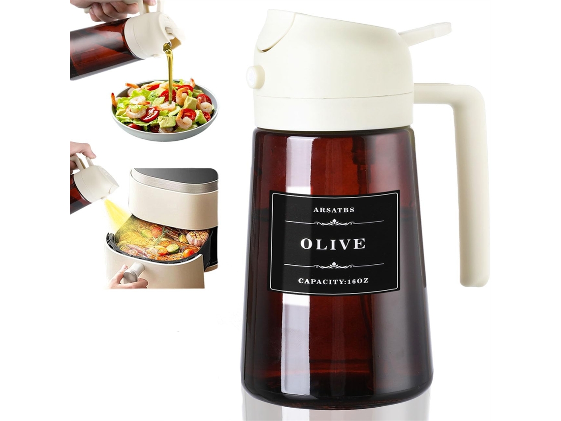 (blanco) Botella De Espuma Para Cocinar 2 En 1 De 470 Ml, Botella De Aceite Para Freidora De Aire Y Parrilla