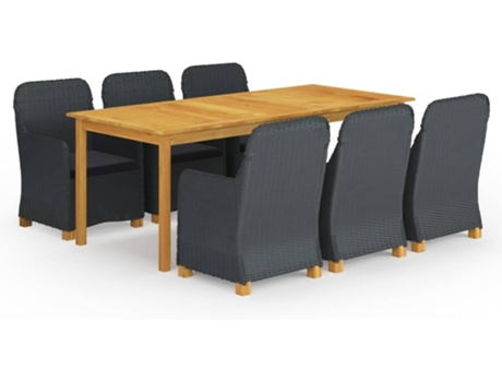 Conjunto 7 de comedor para jardín de VIDAXL gris oscuro