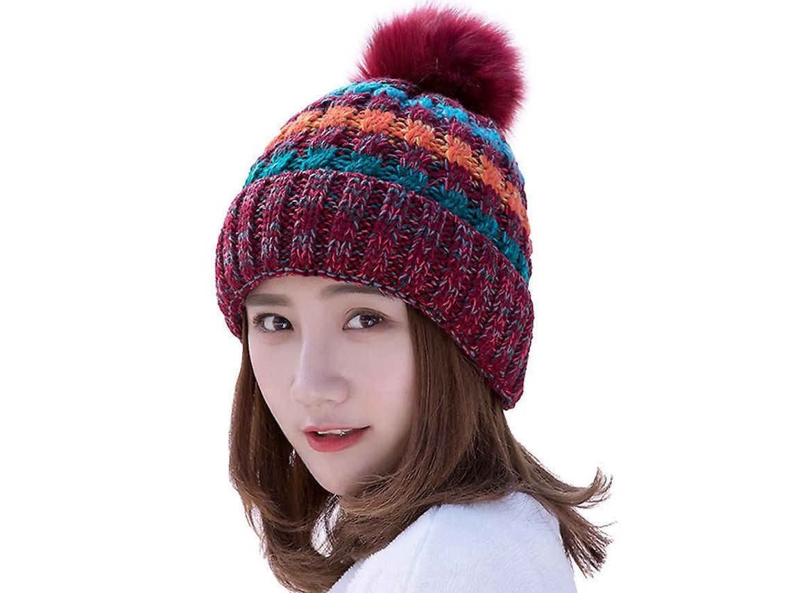 2026-gorro De Invierno Para Mujer Tejido A Crochet Con Peluche Calientito