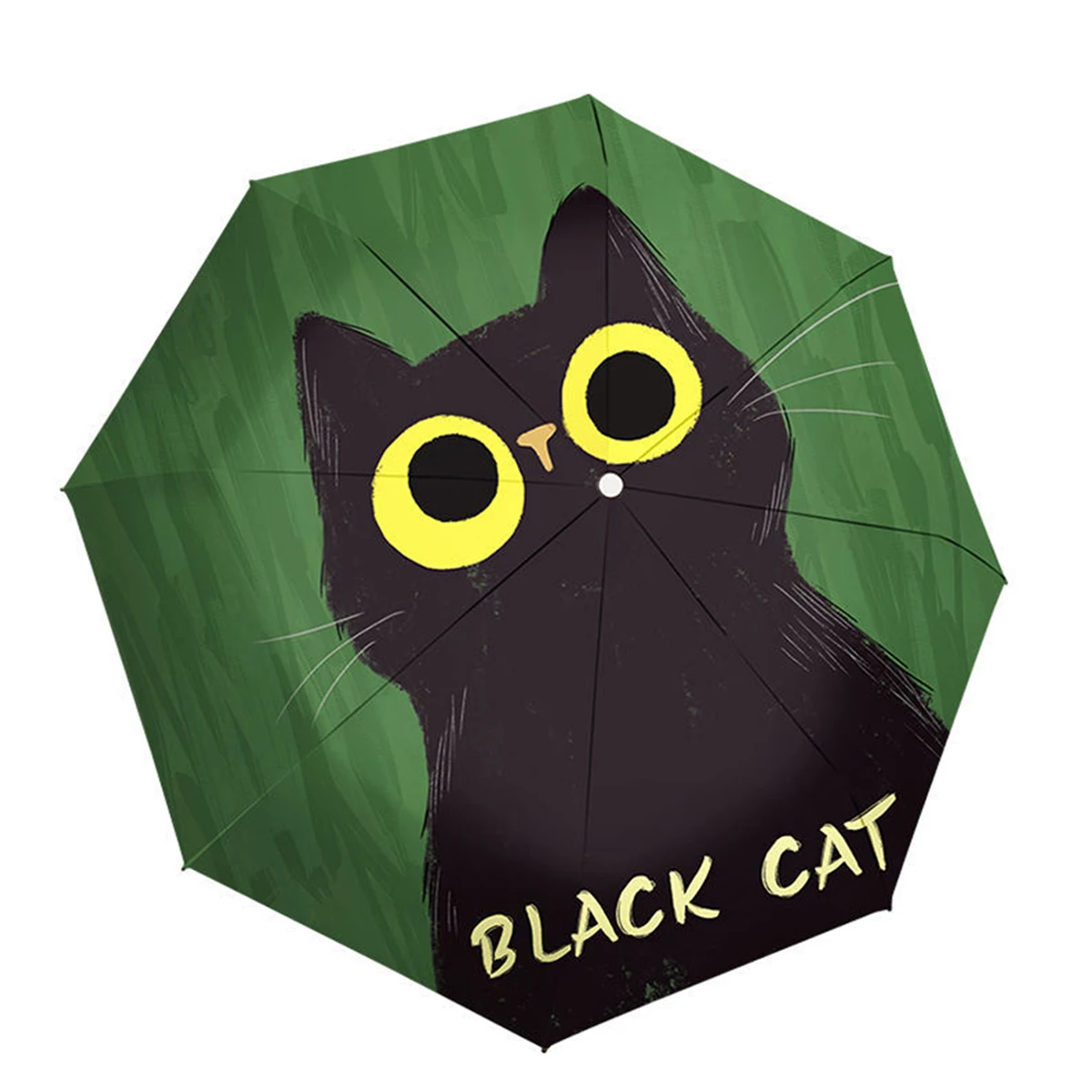 Paraguas Portátil Totalmente Automático Con Forma De Gato (gato Negro), Protector Solar, Diseño De Dibujos Animados, Doble Uso.