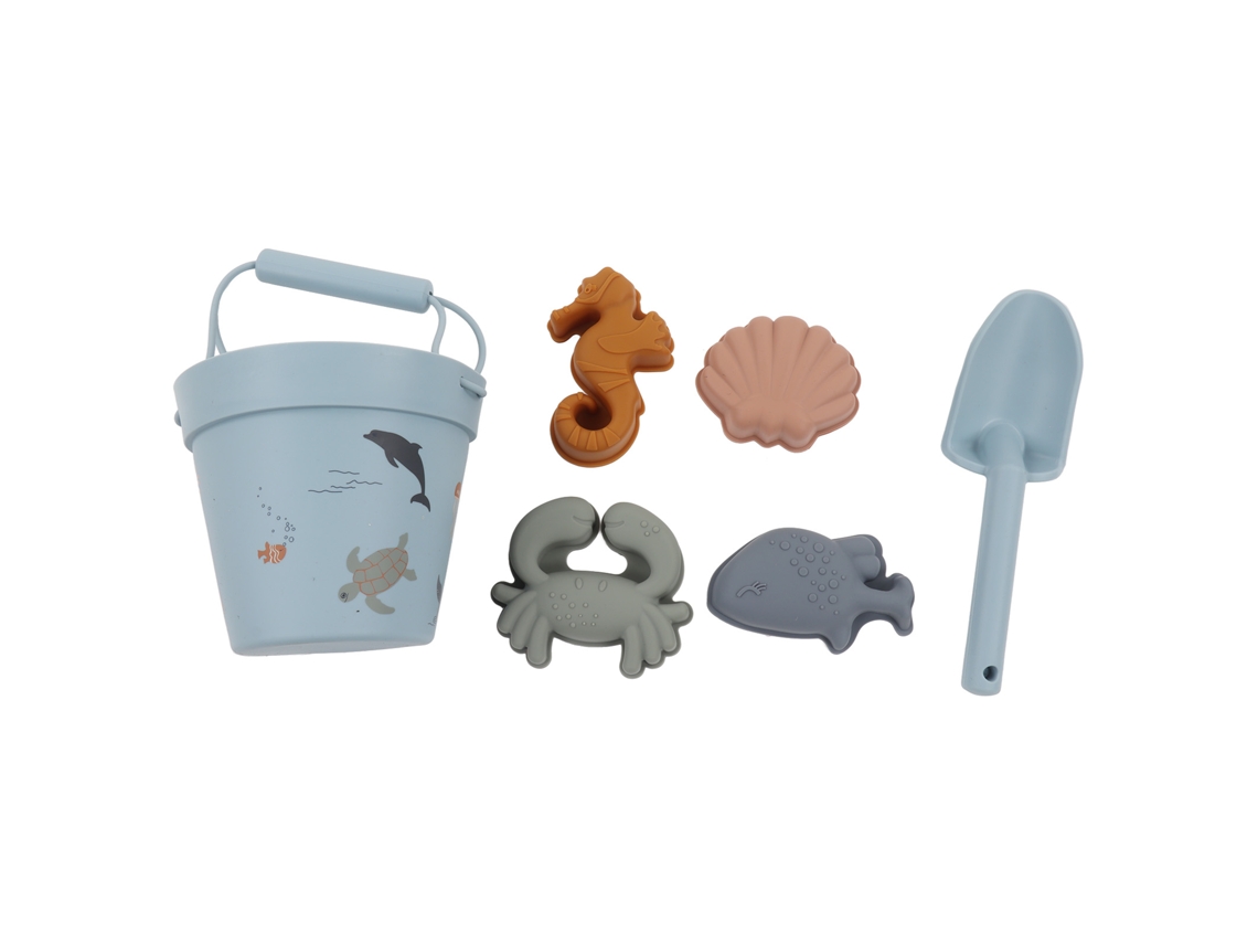 Cubo De Arena De Silicona, Juguetes De Playa Para Niños, Con Moldes De Animales Y Pala Portátil.