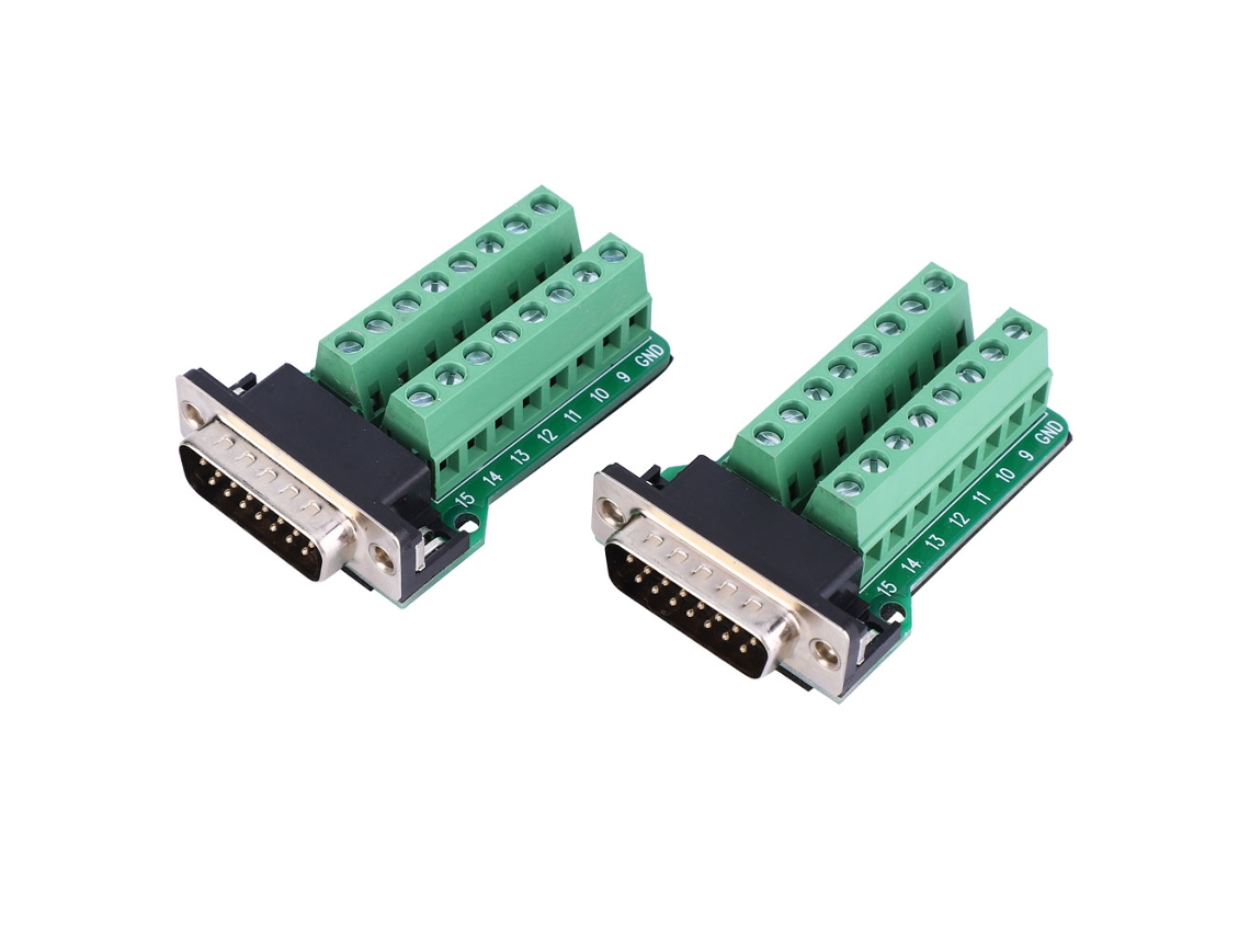 2 Unidades De Conector Db15 Macho A Bloque De Terminales Con Dientes De Remache De 5,0 Mm 12-22awg