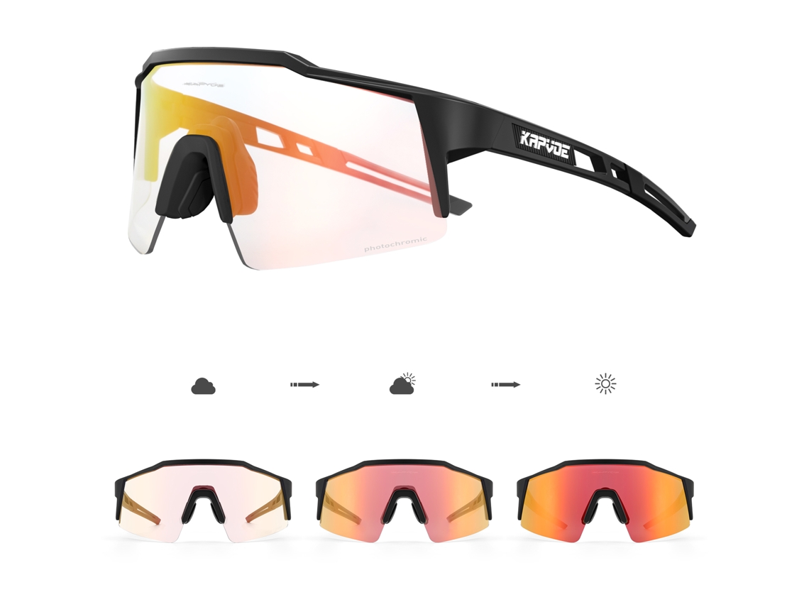 Óculos de Ciclismo MDUG Fotocromáticos UV400, Antirreflexo, Vermelho