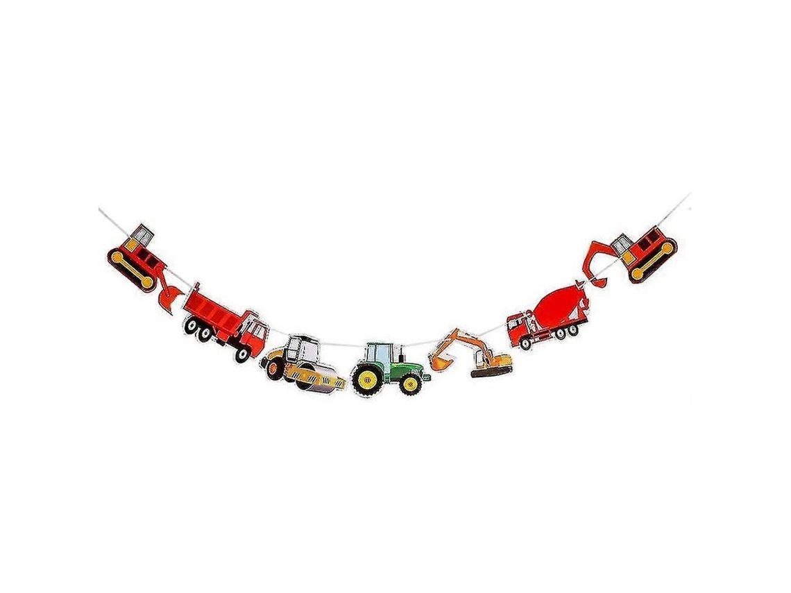 Pancarta De Cumpleaños Con Camiones Para La Decoración De La Pared De La Fiesta Infantil De Niños.