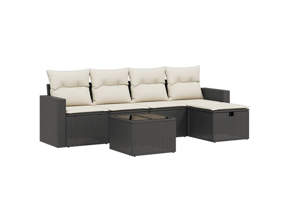 Maison Exclusive - Set De Sofás De Jardín 6 Piezas Y Cojines Ratán Sintético Negro