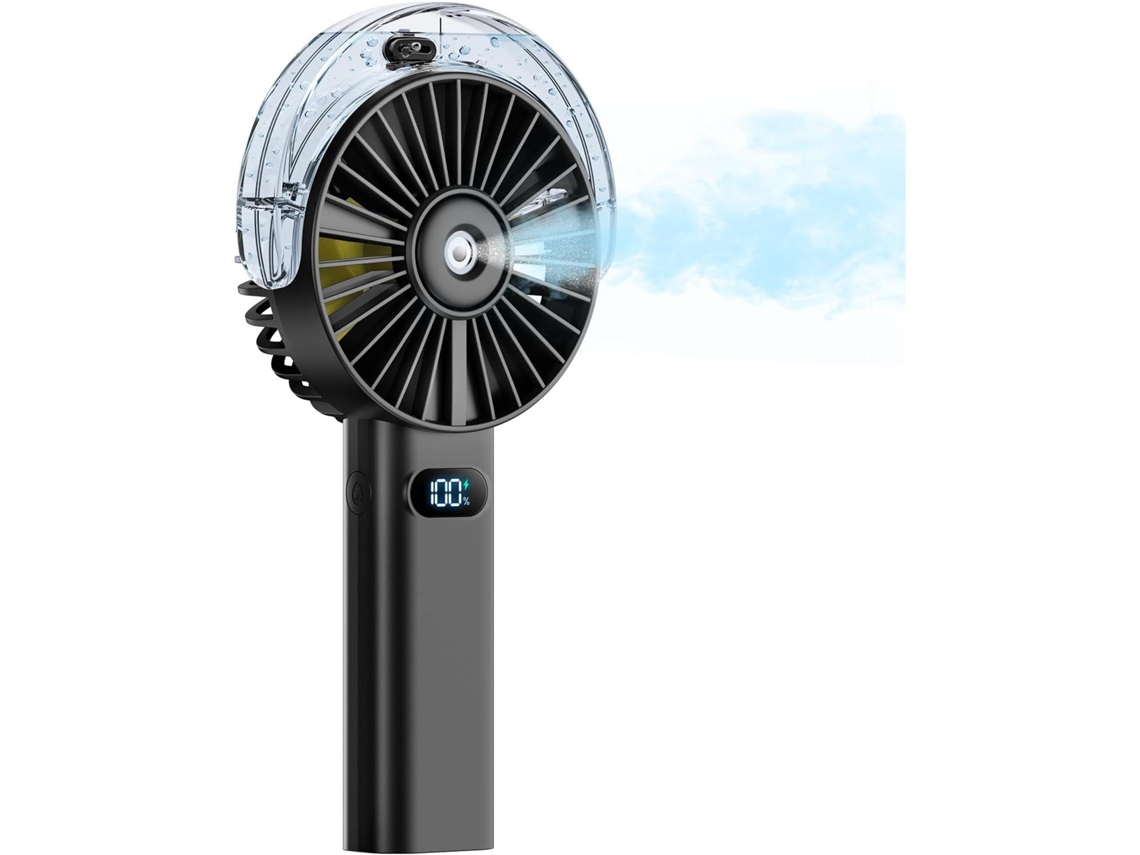 Ventilador De Mano (negro) - Mini Ventilador Pulverizador - Batería Recargable De 4000 Mah - Pantalla Led