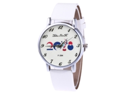 Reloj De Pareja Unisex De Cuarzo Con Dial Redondo Y Correa De Pu Blanco Zhoulianfa