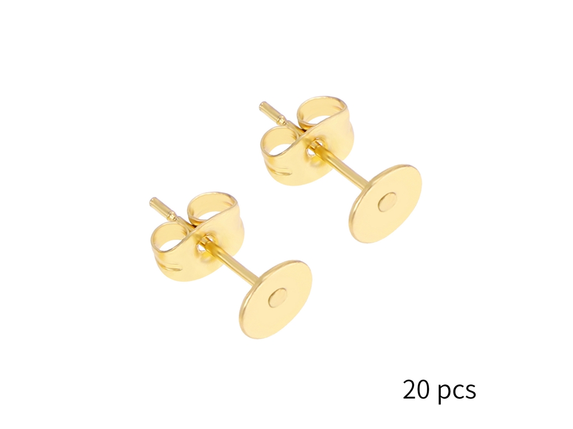 Pendientes 20 Pares De Pendientes Planos De 10 X 12 Mm, Para Hacer Tú Mismo (dorados) Chrui