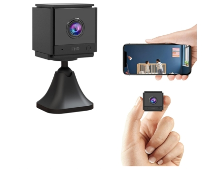 Mini cámara espía Cámara oculta inalámbrica 4K Fhd Wifi Las cámaras de seguridad más pequeñas Audio bidireccional Cámara negra para niñera BISBISOU...