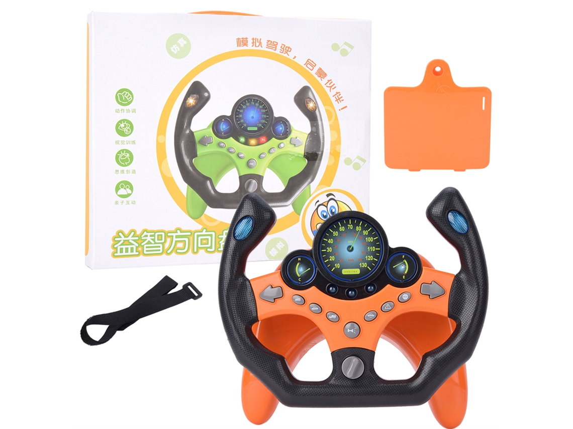Volante De Simulação Com Som E Luz Brinquedo Educativo Infantil Inteligente Laranja