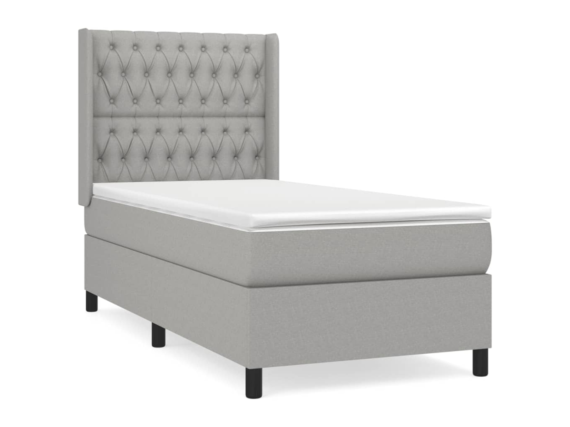 Maison Exclusive - Cama Box Spring Con Colchón Tela Gris Claro 90x200 Cm