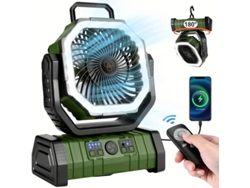 Ventilador De Camping Recargable, 20000 Mah Con Oscilación Automática, Funciona Con Pilas Y Con Mando A Distancia (verde) Czhhmart
