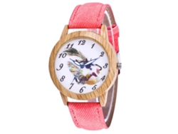 Reloj De Cuarzo Con Correa De Denim Para Mujer Dial Redondo Moda Pulsera Rosa
