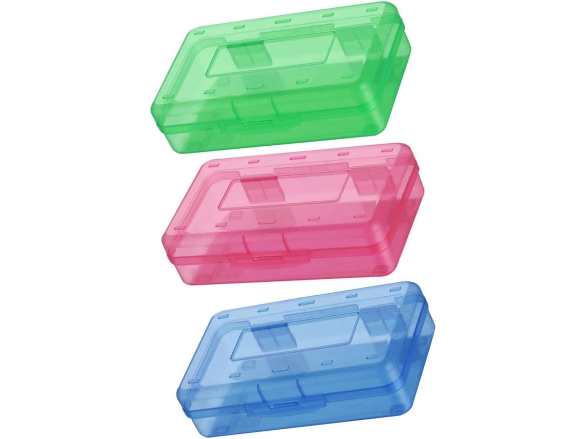 Estuche Apilable De Plástico Transparente De 3 Piezas Para Estudiantes Y Organización De Oficina.