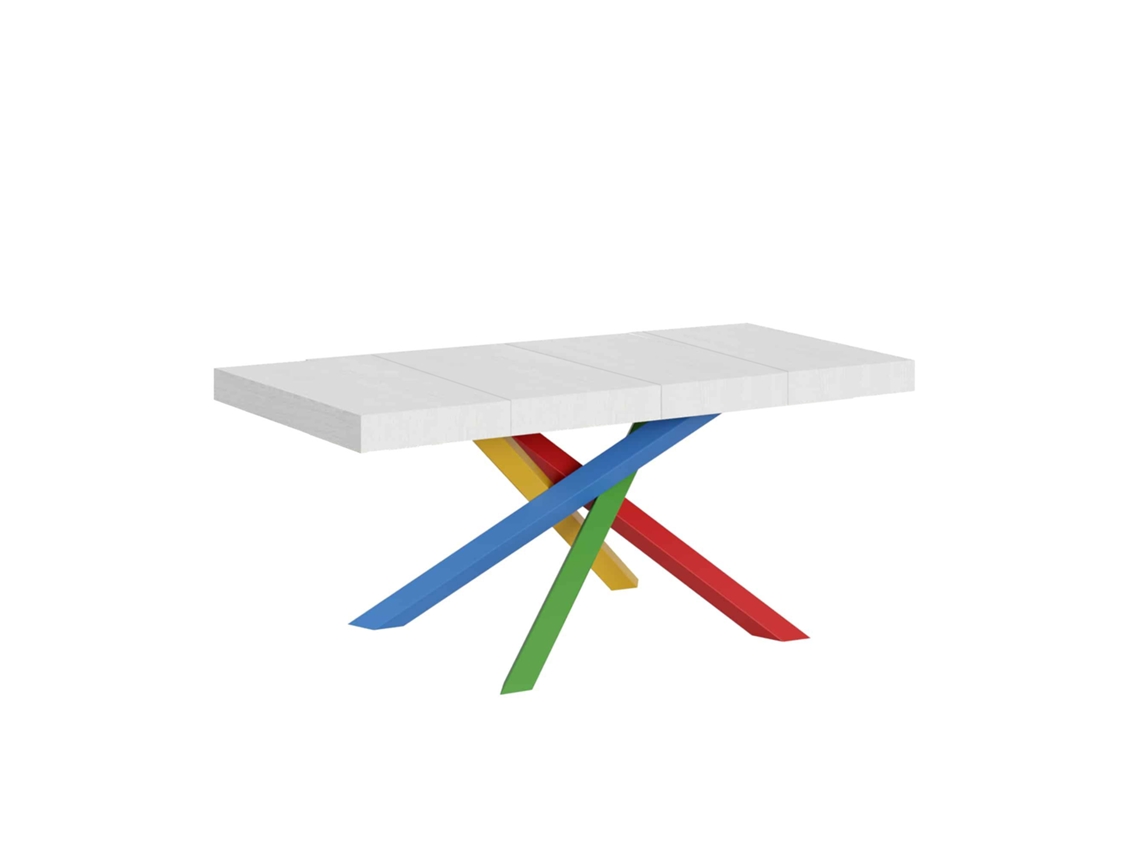 Mesa extensible 90x140/244 cm Volantis Premium Fresno Blanco estructura multicolor 4/B ITAMOBY