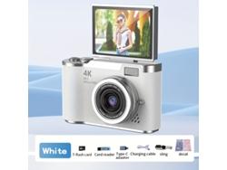 Cámara digital Gertiz 4k HD para selfies y vlogs, color blanco