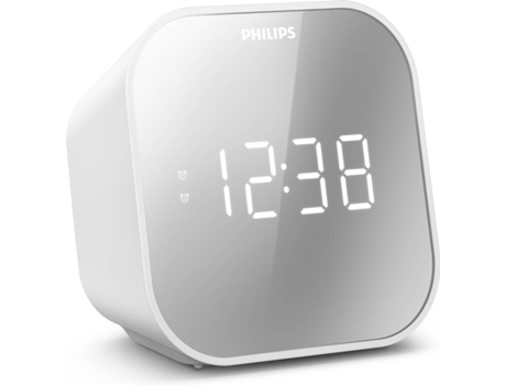 Despertador Philips Tar4406 blanco digital doble alarma batería y pilas radiodespertador efecto espejo tar440612 sintonización fm dual usb temporizador con pantalla para la cabecera dormir