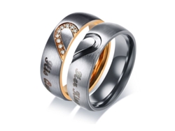 2026-anillos De Compromiso Para Parejas Linjou 2 Piezas Acero Inoxidable Corazón Regalo San Valentín