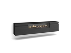 Mueble de TV SKRAUT HOME para TVs hasta 80'' (Negro - Melamina - 200x35x45 cm)