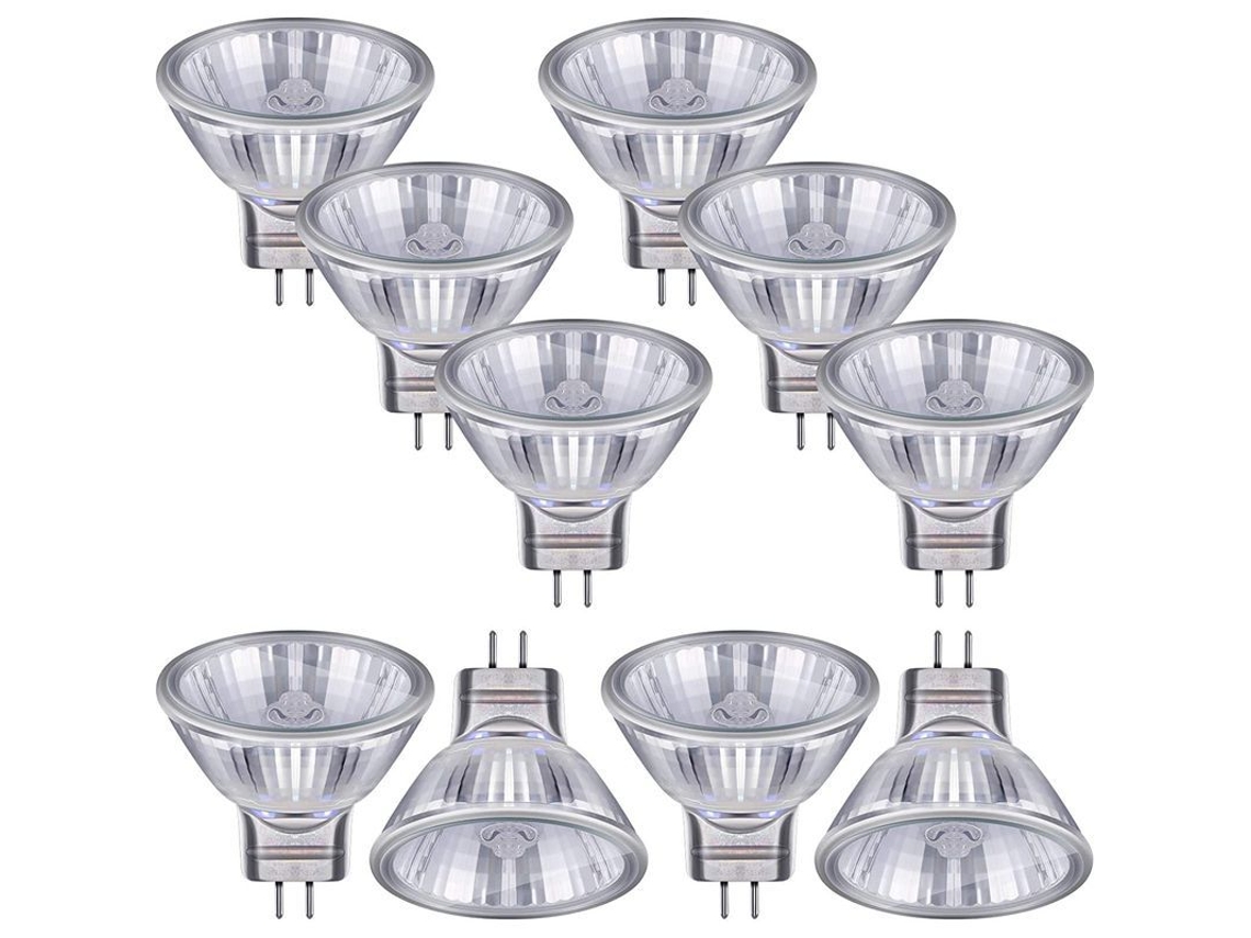 10 Unidades De Casquillos De Lámpara Halógena De Tungsteno Mr16 De 12 V, Bajo Voltaje, 20 W, Luz Amarilla Cálida Para Enfoque