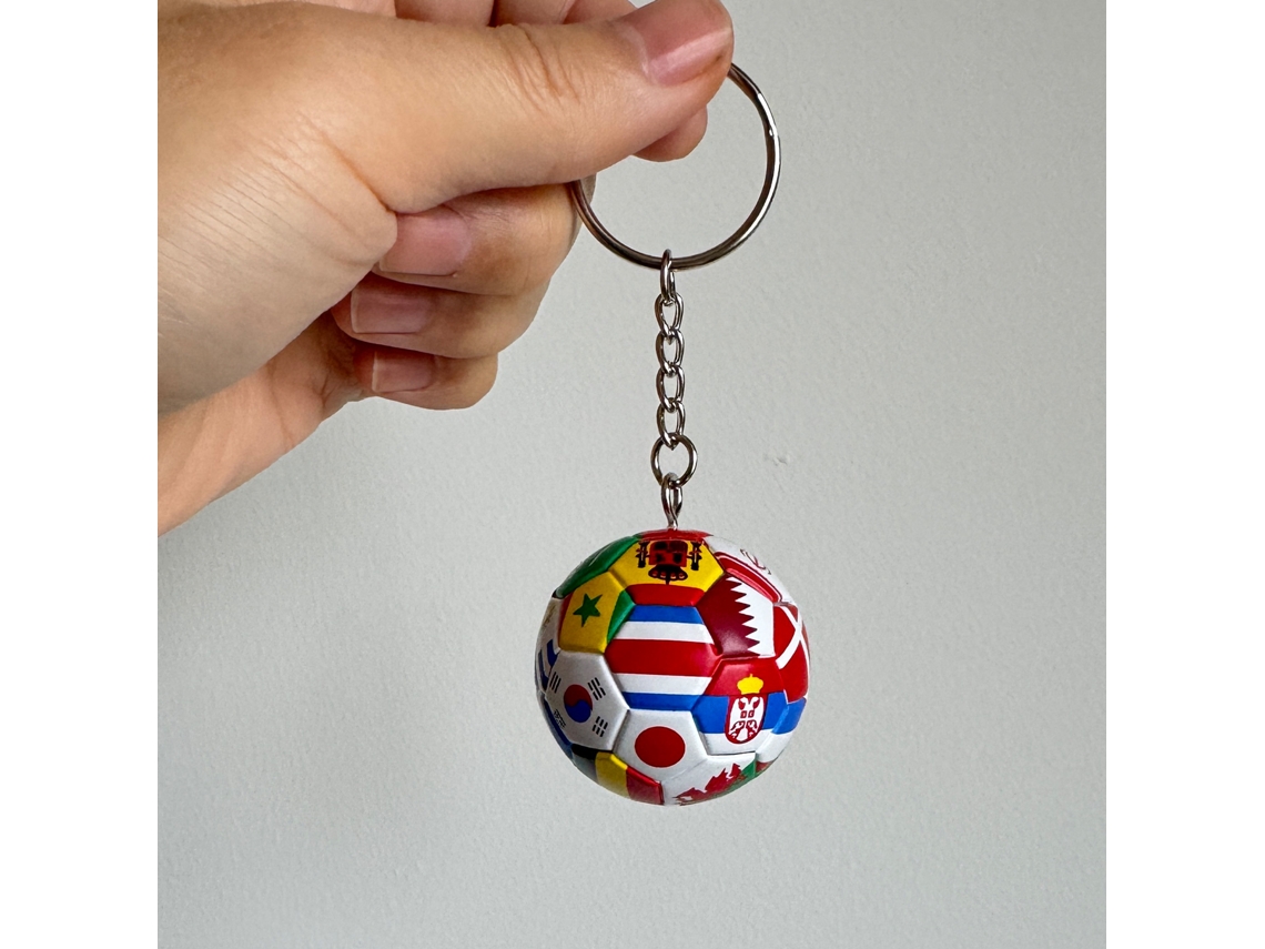 Pack 2 Llaveros Mini Balón Fútbol Con Banderas Mundiales Copa 2026, Cadena Metálica Robusta, Accesorio Coleccionable Para Hinchas.