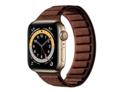 Bracelete Para Apple Watch 46/49/45/44mm - Camurça Com Imanação Quadrada | Fecho Magnético Integrado Marrom Escuro