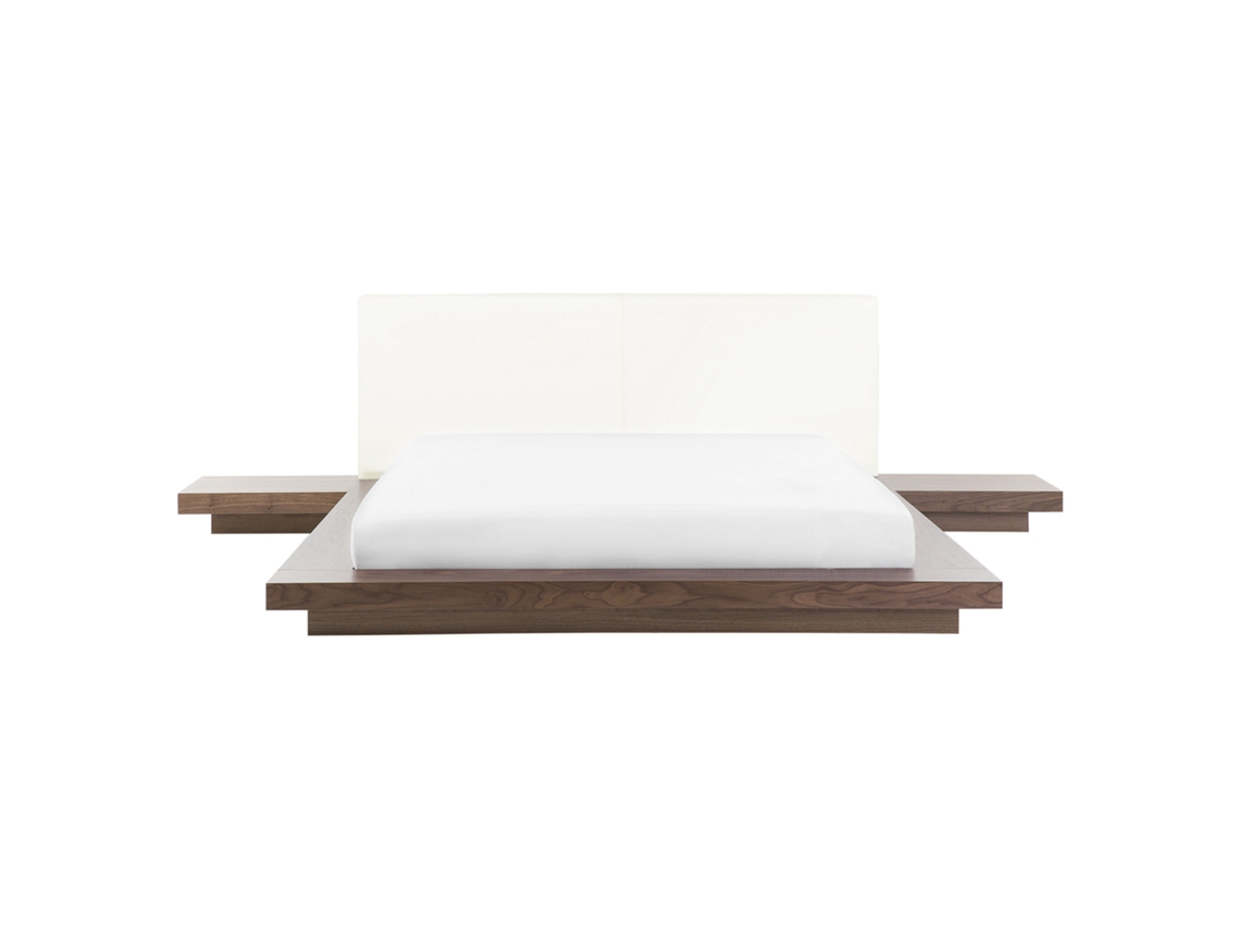 Cama con somier BELIANI Zen de MDF Madera clara 308x229x86