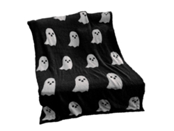 Manta de Halloween Kkpm con fantasmas, suave, cómoda y transpirable para TV, camping, blanco y negro, 127 x 152 cm, 850 g